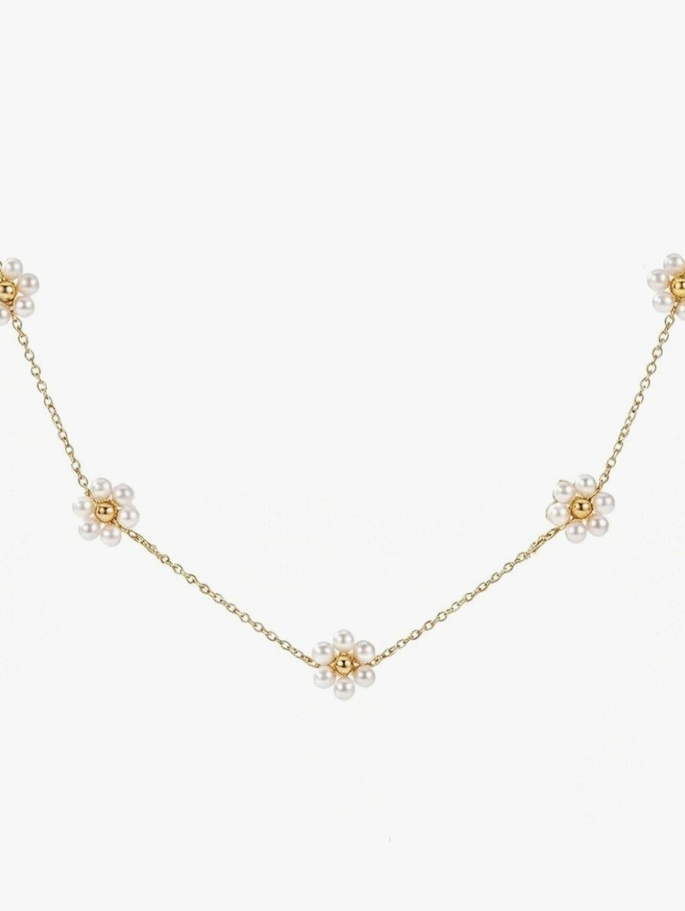 Daisy Pearl Flower Gold Plated Necklace
